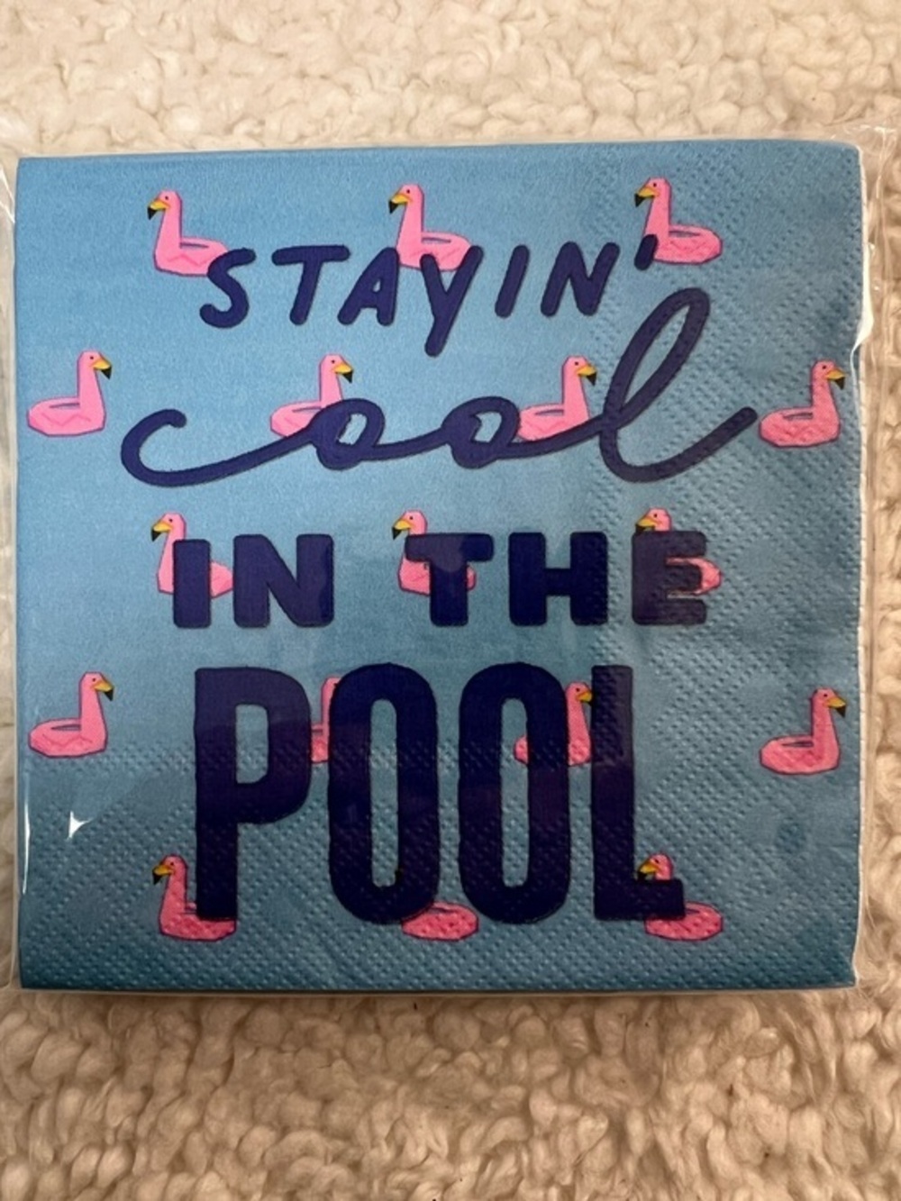 🎉2/$10 Slant "Stayin' Cool in the Pool" Paper Beverage Napkins